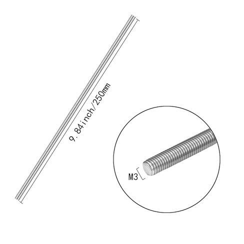 24 حزمة قضبان ملولبة بطول M3 × 250 مم مع صواميل سداسية، 12 قطعة M3 × 250 مم 304 من الفولاذ المقاوم للصدأ جميع القضبان الملولبة بالكامل (M3-0.5 درجة الخيط)، 12 قطعة صواميل سداسية للشماعات، ومسامير على شكل حرف U ومشابك. in Kuwait
