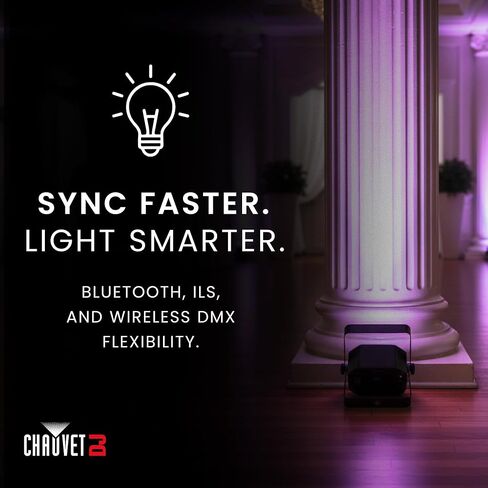 CHAUVET DJ – EZLink Par Q6BT ILS مصباح LED يعمل بالبطارية | مخرج RGBA رباعي الألوان مع مصابيح LED كهرمانية | التحكم بالبلوتوث من الأجهزة المحمولة | توافق ILS وD-Fi USB اللاسلكي DMX in Saudi Arabia