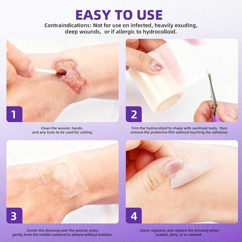Hydrocolloid Roll for Wound Care, 3in*5ft Hydrocolloid Bandages, Extra Large Medical-Grade Hydrocolloid Patch Bandages with Self-Adhesive, Flexible & Waterproof DIY Size & Shape in Saudi Arabia