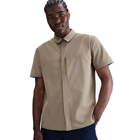 Nike 24.7 PerfectStretch Men's Dri-FIT Short-Sleeve Snap-Down Top (HQ6958-253, Desert Khaki/Khaki) Size Large in Saudi Arabia