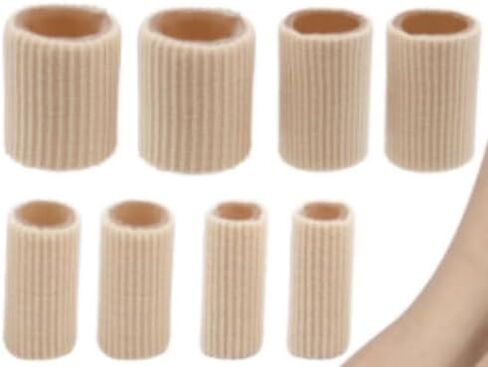 Welonove Toe Cushion Tube Sleeves, 16 Counts Soft Corn Pads Covers for Women Men Pain Relief, Toe Sleeve Protectors for Cushions Corns, Blisters, Calluses, Toes - Small Size, Beige in Saudi Arabia