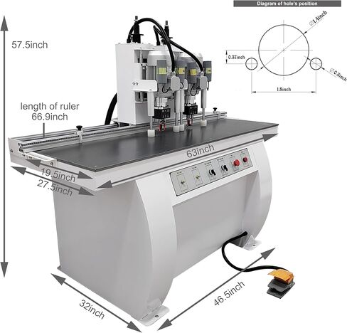 TECHTONGDA المفصلي آلة الحفر النجارة ثقب الحفر الخشب الكهربائية الهوائية ثقب الناخس 0-2 بوصة عمق الحفر رؤوس مزدوجة 45-9.5 in Kuwait