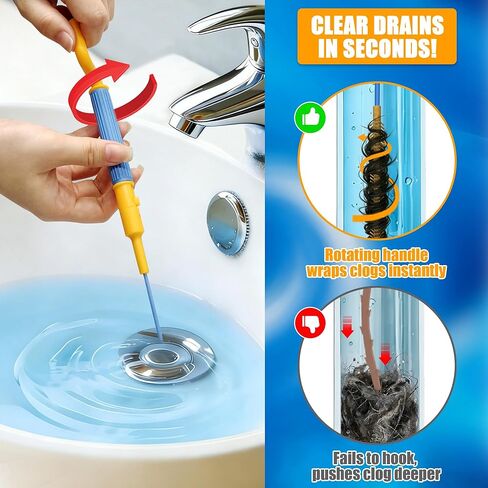 EastLink 30 بوصة قابلة لإعادة الاستخدام استنزاف الشعر استنزاف الشعر تسد ​​مزيل 6 حزمة، المضادة للكسر بالوعة الصلب ثعبان استنزاف الشعر أداة إزالة مع مقبض الدورية، أداة تنظيف الصرف لحوض الحمام، دش، حوض الاستحمام in Kuwait