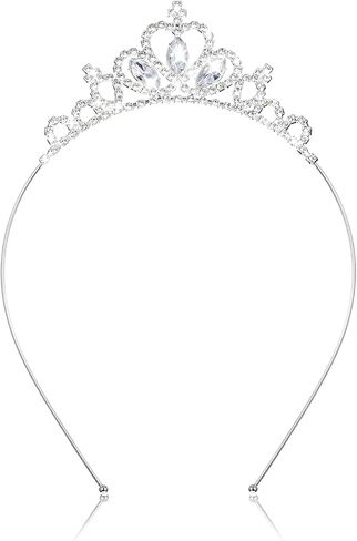 AUZUO Princess Crown Tiara, Crystal Tiaras for Women Pageant Crown Rhinestone Headband Silver Crystal Tiara Hair Accessories for Women Birthday Wedding Halloween Party Christmas Gifts in Saudi Arabia