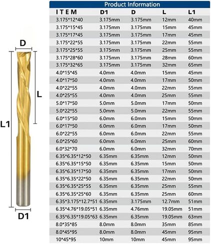 2 الناي حتى أسفل دوامة نهاية مطحنة CNC راوتر بت 3.175/4/6/8/10 مللي متر عرقوب التيتانيوم المغلفة كربيد للخشب نحت النقش طحن in Kuwait