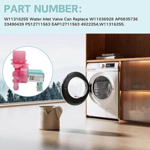 W11316255 غسالة الملابس مجموعة صمام الملف اللولبي لمدخل المياه المتوافقة مع Whirlpool Maytag Amana، غسالة صمام المياه استبدال الأجزاء W11036928 AP6835736 33490439 PS12711563 4922254 in Kuwait
