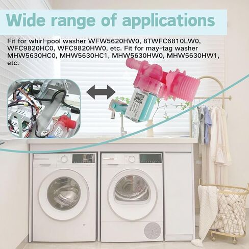 W11316255 غسالة الملابس مجموعة صمام الملف اللولبي لمدخل المياه المتوافقة مع Whirlpool Maytag Amana، غسالة صمام المياه استبدال الأجزاء W11036928 AP6835736 33490439 PS12711563 4922254 in Kuwait