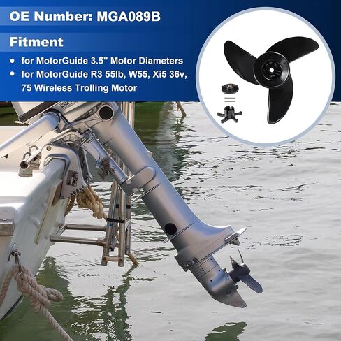 MGA089B 3-Blade Trolling Motor Propeller for MotorGuide 3.5" Motor Diameters, Machete III Outboard Boat Prop for MotorGuide R3 55lb, W55, Xi5 36v, 75 Wireless Trolling Motor in Saudi Arabia