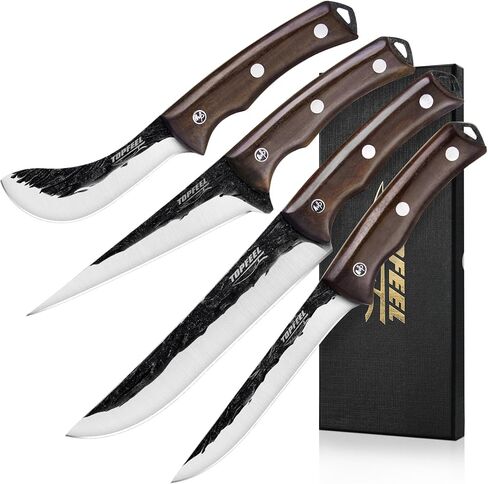 Topfeel 2PCS Meat Cleaver & Heavy Duty Bone Chopper Knife Set, Hand Forged German High Carbon Stainless Steel Butcher Knife for Home Kitchen & Outdoor in Saudi Arabia