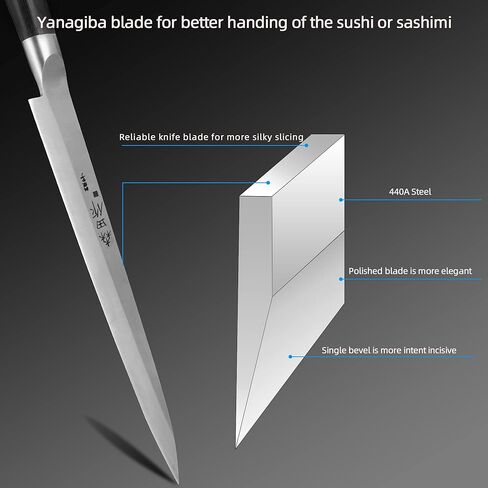 سكين السوشي 9.5 بوصة (240 مم)، سكين ساشيمي مع شفرة من الفولاذ المقاوم للصدأ عالي الكربون ومقبض مريح لتقطيع السوشي والساشيمي وحشو الأسماك in Kuwait