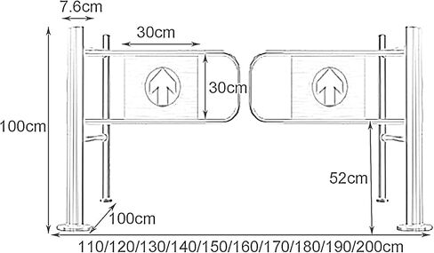 Automatic Closing Safety Gate for Supermarkets | Metal Swing Barrier with Guardrail | 90° One-Way Access Door for Retail Stores | Silver/B 110x99CM in Saudi Arabia
