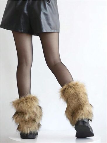 Milumia Women's Faux Fur Leg Warmers Y2K Rave Vintage 80s Fuzzy Short Cuff Covers in Saudi Arabia
