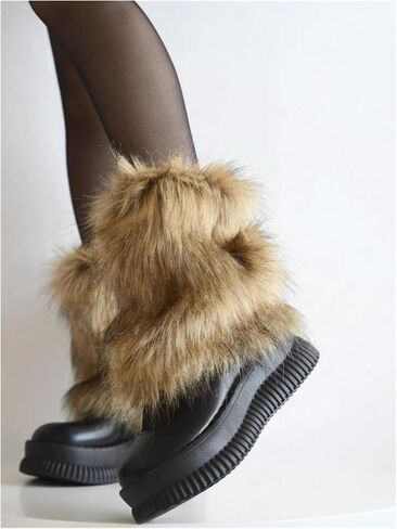 Milumia Women's Faux Fur Leg Warmers Y2K Rave Vintage 80s Fuzzy Short Cuff Covers in Saudi Arabia