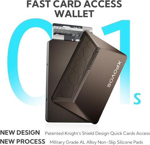 Metal Wallet for Men - Slim Mens Wallet with Money Clip Slide to Pop-up Minimalistic RFID Wallet Credit Card Holder for Men with Gift Box in Saudi Arabia
