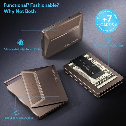 Metal Wallet for Men - Slim Mens Wallet with Money Clip Slide to Pop-up Minimalistic RFID Wallet Credit Card Holder for Men with Gift Box in Saudi Arabia