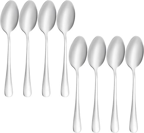 8 Pcs Dinner Spoons Set, Food Grade Stainless Steel Spoons Silverware, Durable Metal spoon, Dessert Spoon, Tablespoons for Home, Kitchen or Restaurant, Mirror Polished, Dishwasher Safe, 7.3 Inches in Saudi Arabia