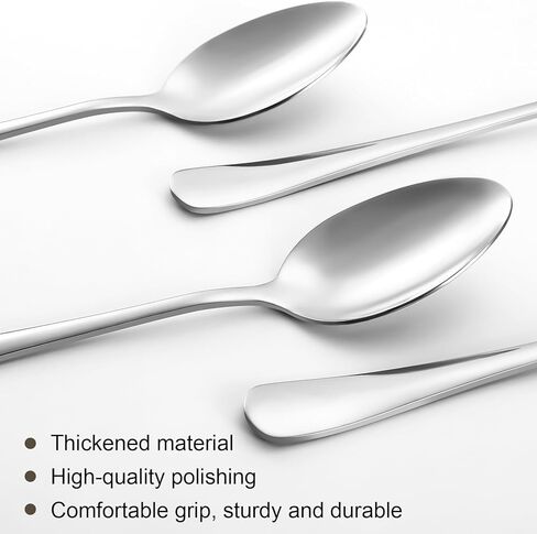 8 Pcs Dinner Spoons Set, Food Grade Stainless Steel Spoons Silverware, Durable Metal spoon, Dessert Spoon, Tablespoons for Home, Kitchen or Restaurant, Mirror Polished, Dishwasher Safe, 7.3 Inches in Saudi Arabia