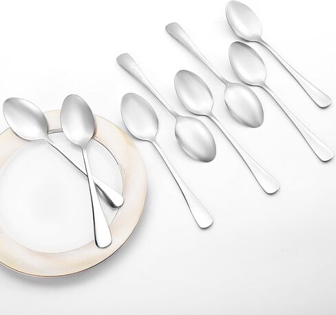 8 Pcs Dinner Spoons Set, Food Grade Stainless Steel Spoons Silverware, Durable Metal spoon, Dessert Spoon, Tablespoons for Home, Kitchen or Restaurant, Mirror Polished, Dishwasher Safe, 7.3 Inches in Saudi Arabia