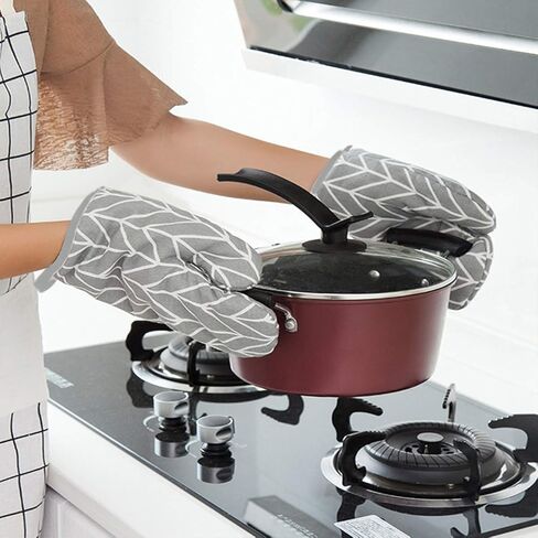 WinChange Oven Mitts and Potholders BBQ Gloves-Oven Mitts and Pot Holders Sets with Recycled Cotton Infill Silicone Non-Slip Cooking Gloves for Cooking Baking Grilling (4-Piece Set,Grey) in Saudi Arabia