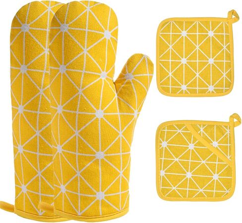 WinChange Oven Mitts and Potholders BBQ Gloves-Oven Mitts and Pot Holders Sets with Recycled Cotton Infill Silicone Non-Slip Cooking Gloves for Cooking Baking Grilling (4-Piece Set,Grey) in Saudi Arabia