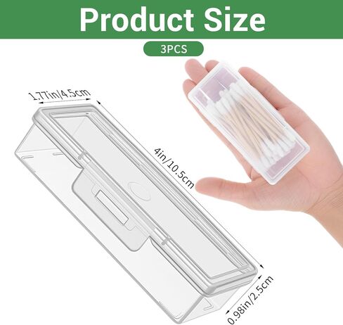 Sibba 3 x Plastic Cotton Swab Holder Clear Small Dental Floss Picks Storage Box Flossers Cotton Pad Holder with Dustproof Lid Travel Toothpick Floss Qtip Buds Portable Case Flosser Dispenser Container in Saudi Arabia