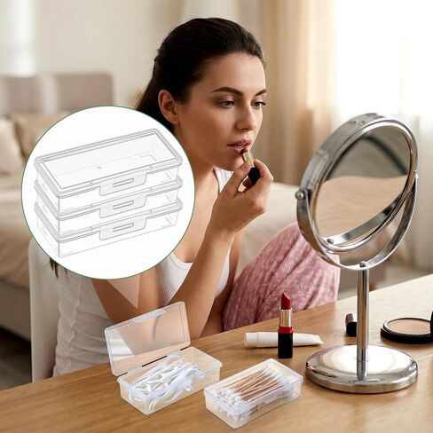 Sibba 3 x Plastic Cotton Swab Holder Clear Small Dental Floss Picks Storage Box Flossers Cotton Pad Holder with Dustproof Lid Travel Toothpick Floss Qtip Buds Portable Case Flosser Dispenser Container in Saudi Arabia