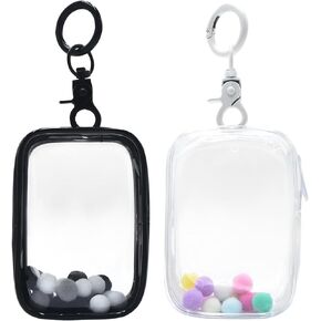 2PCS Clear Display Case for Figures Portable PVC Small Doll Bags Mini Doll Blind Box Organizer Zipper Closure Dustproof Collectibles Display Case for Mini Figures