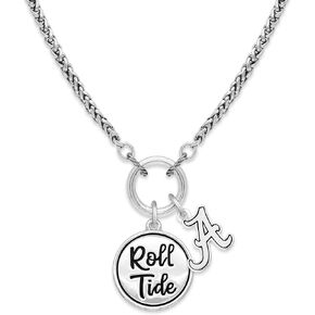 From the Heart Alabama Crimson Tide Roll Tide Twist and Shout Silver Necklace Jewelry