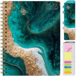 HARDCOVER Academic Year 2024-2025 Planner: (June 2024 Through July 2025) 5.5"x8" Daily Weekly Monthly Planner Yearly Agenda. Bookmark, Pocket Folder and Sticky Note Set (Pink Marble)