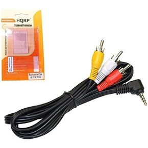 HQRP AV Audio Video Cable/Cord 3.5mm to 3 RCA Compatible with Canon JVC Panasonic PV-DV51 PV-DV52 PV-DV52D PV-DV52DS PV-DV52S PV-DV600 PV-DV100 PV-DV101 PV-DV102 PV-DV103 Camcorder, 56-inch