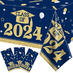 Black and Silver Graduation Tablecloths Graduation Decorations Class of 2024 3 Pcs Plastic Disposable Graduation Table Cover for 3.35 Congrats Grad Party Supplies, 43x 70 Inch in Kuwait