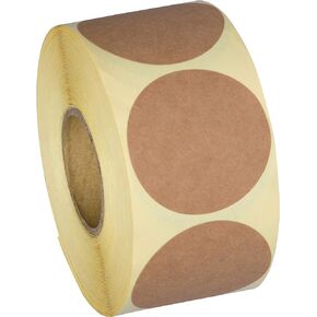 Camp Galaxy 2" Natural Brown Kraft Stickers (600 Per Roll) - Round Blank Stickers for Store Owners, Crafts, Organizing, Jar and Canning Labels, Price Tags