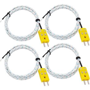 Twidec/4Pcs 3M K-Type Mini-Connector Sensor Probe for Thermocouple Thermometer&Meter ，Temperature Range: -50~400 °C（-58~752℉） TP-W-4PCS