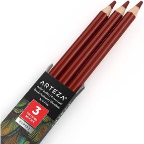 Arteza Colored Pencils, Pack of 3, A001 White Quartz, Soft Wax-Based Cores, Ideal for Drawing, Sketching, Shading & Coloring
