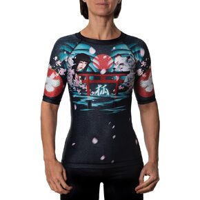 Women's Kitsune Fox Short Sleeve BJJ Rash Guard MMA Black