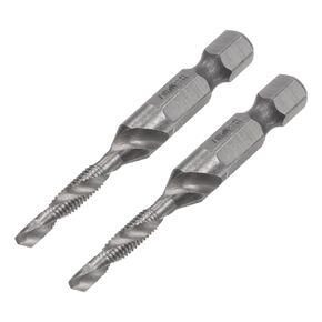 uxcell Combination Drill and Tap Bit, 1/4" Hex Shank M3 x 0.5 Metric Uncoated High Speed Steel 4341 Spiral Flute Drilling Tapping Tool 2pcs