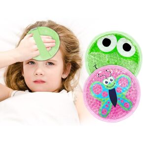 Kids Ice Packs for Injuries Reusable 2 Packs Cold or Warm Compress Gel Bead Cooling Packs with Strap for Neck Head Fever Wisdom Teeth Recovery First Aid 4.9 Inch