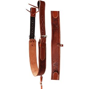 CHALLENGER Horse Western Leather Basketweave Tooled Floral Rear Flank Saddle Cinch Off Billets 9759A