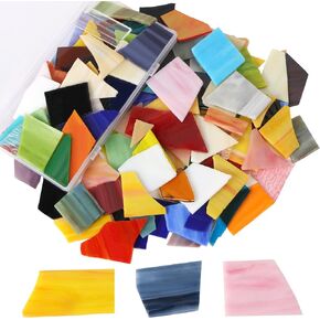 Mixed Color Mosaic Tiles Mosaic Glass Pieces with 1kg/35 Ounce Glass Pieces for Home Decoration or DIY Crafts, Assorted Colors and Shapes