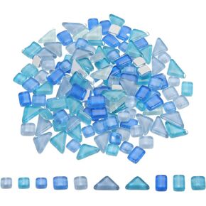 MECCANIXITY 200g Irregular Crystal Glass Mosaic Tiles Tiny Glass Mosaic Tiles Bulk for Craft DIY Hobbies Art Project Blue Series