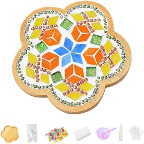 Magicaldiy DIY Mosaic Craft Kits Mosaic Tiles Flower Shape Coaster Kit, Make Your Own Mosaic Project, Handmade Craft Set with Colourful Glass Mosaic Tiles for Decoration and Gift