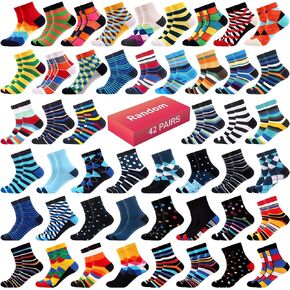 WeciBor 42 Pairs Colorful Funny Quarter Socks for Men Women Random Bulk Pack