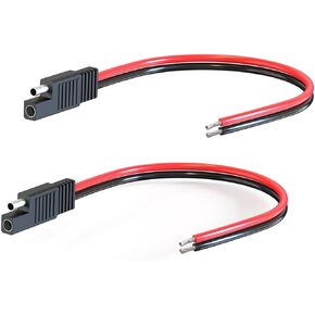 SAE Connector Cable,14AWG 1FT 2 Pin SAE Quick Connector Disconnect Plug for Solar Panel Car Motorcycle(2 Pack)