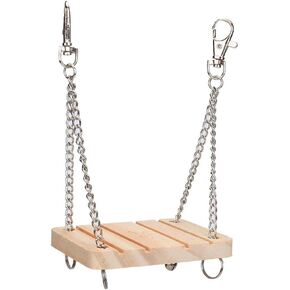 Hamster Swing, Wooden Swing with Adjustable Hanging Chain for Mouse Chinchilla Rat Gerbil and Dwarf Hamster Hanging Bed Hammock Cage Exercise Molar Toy