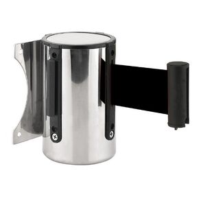 FixtureDisplays® Stanchion Queue Barrier Post Wall Mount Retractable Ribbon 16' Belt Black 12004-8-BLACK 12004-8-BLACK