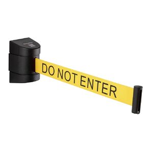 DuraSteel Wall Mount Retractable Belt Barrier - 6.5 Ft Yellow “Do Not Enter" Belt in Black Case - Guardian 2.0 Indoor & Outdoor Caution Tape for Crowd Control Queue Barrier, Line Divider
