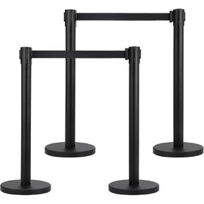 دعامة التحكم في الحشود مع مجموعة دعامة حزام قابلة للسحب بطول 6.5 قدم، فولاذ ممتاز عالي التحمل، سهل التجميع، أسود، 4 عبوات in Kuwait