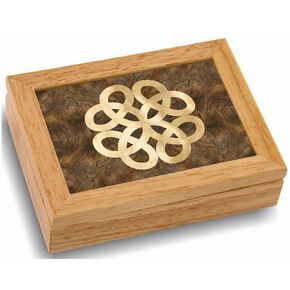 Wood Celtic Gift Box - Trinket Organizer With Hinged Lid - Store Rings, Bracelets, Watches, Coins - Great Gift For Any Occasion - Birthdays, Christmas, Graduation - (#4852BH 4x5x1.5)