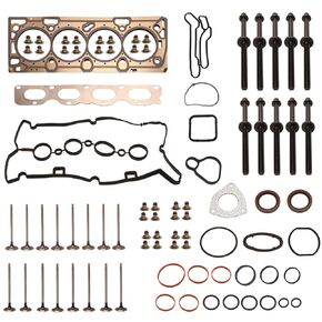 Engine Head Gasket Set w/Bolts + Engine Intake & Exhaust Valve Kit, Fit for Chevy Cruze 2011-2015, Fit for Chevy Sonic 2012-2017, 1.8L L4 DOHC 16v, OE# HGS345 HS26516PT1 55569450 55569449