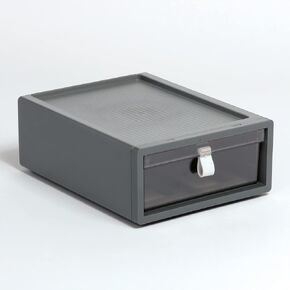 Pendaflex Stackable Drawer, Durable Plastic, Silicon Handles, Tinted Drawers, Double, Gray, 9" x 7" x 3.5", Medium, 1 Piece (41793)